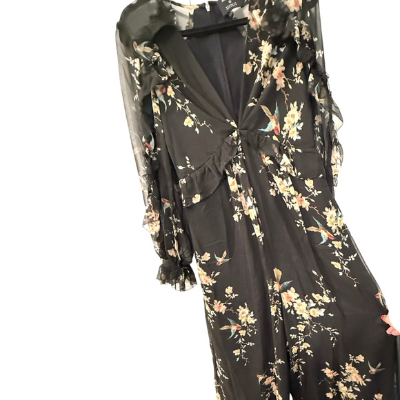 Zimmermann 1/ US 6 Maples SILK $995 Feathery Jumpsuit Wide Leg Maxi Dress Black - Picture 6 of 16